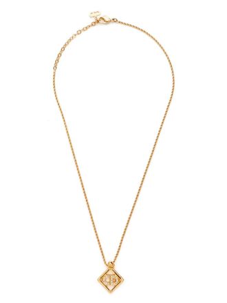 Dior logo rhinestone necklace - Gold