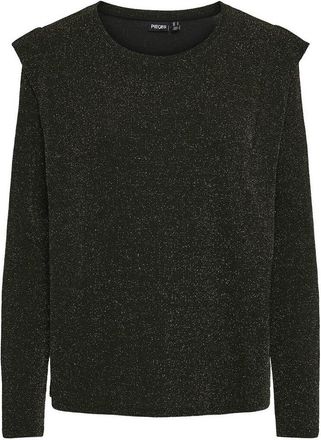 Pieces T-shirt met glanzend tricot, ronde hals