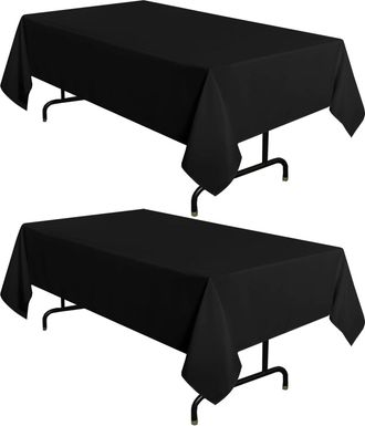 OEM Juego De 2 Manteles Rectangulares Negros De 180 X 180 Cm, Resistentes A Las Manchas Y Arrugas, Lavables, Ideales Para Camping O Buffet