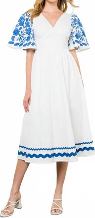 THML Clothing Womens Embroidered Detail Midi Dress In White