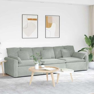 vidaXL Vidaxl - Divano Modulare con Cuscini Grigio Chiaro