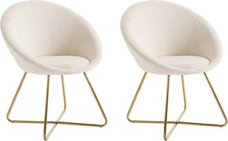 VENTE-UNIQUE.COM Set de 2 sillas poli&eacute;ster blanco