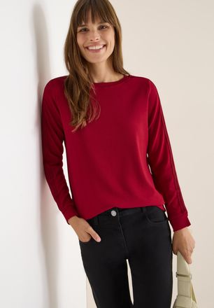 Cecil Langarmshirt CECIL, Damen, Gr. XL (44), beaujolais rot, Jersey, Obermaterial: 48% Baumwolle, 48% Modal, 4% Elasthan, unifarben, l&auml;ssig geschnitten h&uuml;f