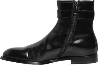 Dolce & Gabbana Mid Calf Boots - Dames - Enkellaarsjes - Zwart - 41 EU - Leer - Schoenen