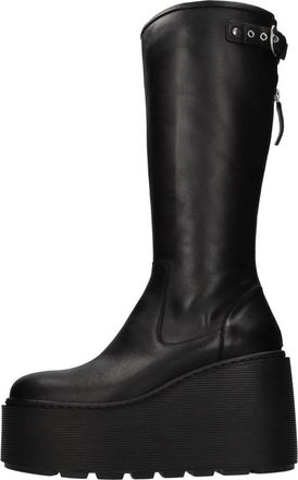 Vic Mati&eacute; Elodie Wedge Laarzen - Dames - Hoge Laarzen - Zwart - 38 1/2 EU - Leer - Schoenen