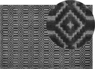 Beliani Alfombra De Viscosa Gris 140 X 200 Cm Patr&oacute;n Geom&eacute;trico Tejido A Mano Adatepe