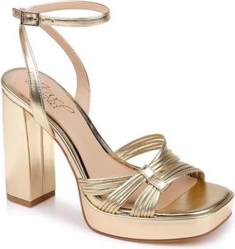 Badgley Mischka Zayla Ankle Strap Platform Sandal in Gold Metallic at Nordstrom, Size 5.5