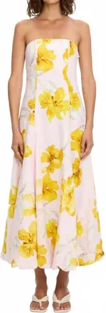 Kivari Francine Strapless Maxi Dress In Pink Yellow