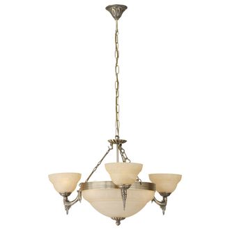 Loops Pendant Light Colour Bronzed Shade Champagne Glass Alabaster Bulb E14 6x60W in Clear