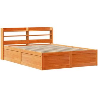 vidaXL Vidaxl - Estructura Cama Con Cabecero Madera Pino Marr&oacute;n Cera 140x190 Cm