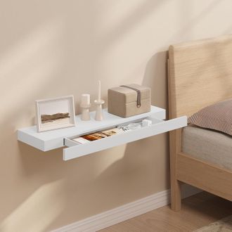 Woltu Woltu Estante De Pared Con Caj&oacute;n - Blanco, 80x25x5 Cm