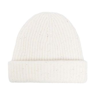 Fabiana Filippi Ribbed Knit Muts - Dames - Hoeden - Wit - ONE Size - Polyester - Accessoires