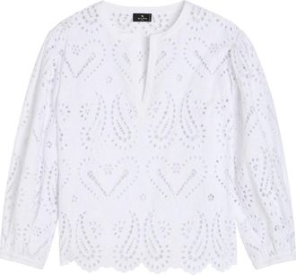 Etro Open-embroidery Cotton-blend Blouse - White - 44 (UK12 / M)