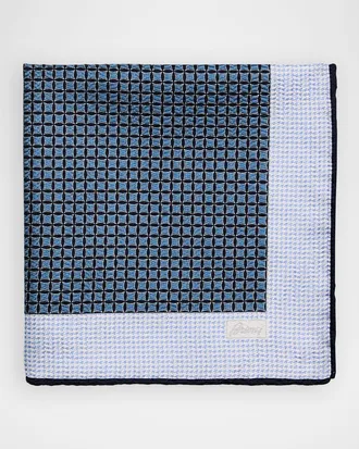 Brioni Men & apos;s Micro-Jacquard Hand-Rolled Silk Pocket Square
