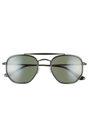 Ray-Ban 52mm Polarized Irregular Aviator Sunglasses in Black at Nordstrom Rack