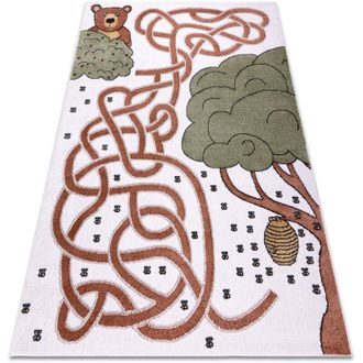 RugsX Alfombra Fun Honey Para Ni&ntilde;os, Oso, Abejas Crema Multicolour 200x290 Cm