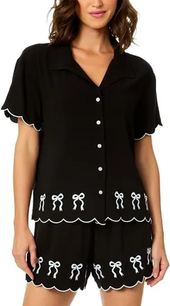 CeCe by Cynthia Steffe Cece Scalloped Embroidery Shirt