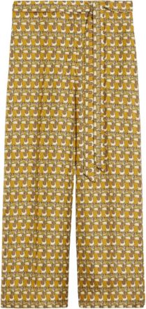 Max Mara Pantaloni con stampa e cintura - Giallo