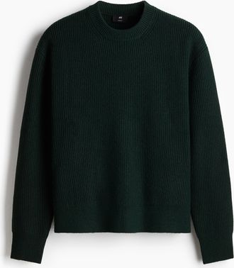 H&M Gerippter Pullover in Loose Fit - Green