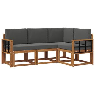 vidaXL Conjunto De Sof&aacute;s De Exterior 4 Pcs Natural Y Antracita Vidaxl