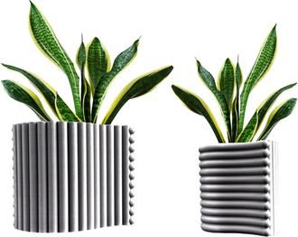 Jonathan Y Designs Arlo Modern Bohemian Indoor Tambour Curve Eco-Friendly 3D Printed Planters with Drainage