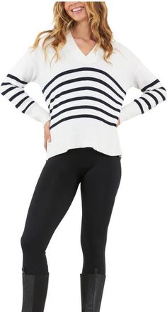 Ripe Hanna Nursing Knit Sweater in White/navy at Nordstrom, Size Xx-Large Au