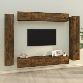 vidaXL Vidaxl - Set De Muebles De Tv 8 Pzas Madera Contrachapada Roble Ahumado