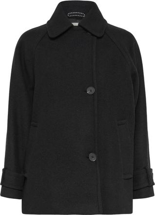 Inwear Zwarte Jas met Lange Mouwen en Grote Knopen - Dames - Mantel - Zwart - XL - Jassen