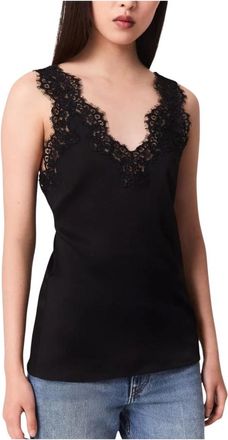 Stella McCartney Camisole Top met kanten rand - Dames - Tops zonder mouwen - Zwart - S - Satijn - Tops