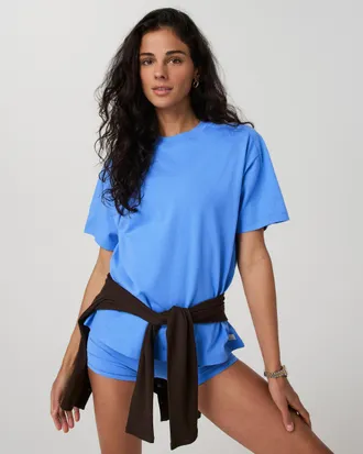 Vuori Clothing Short Sleeve Heavyweight Oversized Cotton T-Shirt | Riviera Blue | XS, Size Extra Small