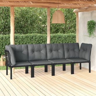vidaXL Set De Muebles De Jard&iacute;n 4 Piezas Rat&aacute;n Sint&eacute;tico Negro Y Gris Vidaxl