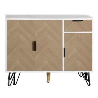 STILVORA Aparador Con 3 Puertas Y 1 Caj&oacute;n, Estantes Regulables En Altura, Estilo Moderno, En Mdf, 90&times;30&times;71,5 Cm, Blanco/madera