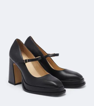 Souliers Martinez Casilda leather platform Mary Jane pumps