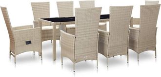 vidaXL Set Comedor De Jard&iacute;n 9 Piezas Y Cojines Rat&aacute;n Sint&eacute;tico Beige Vidaxl