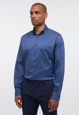 Eterna Langarmhemd ETERNA MODERN FIT, Herren, Gr. 44, N-Gr, denim, Twill, 4% Elasthan, 26% Polyamid, 70% Lyocell, tailliert, Manschette, Hemden Langarmhemd, 