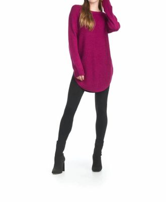 Papillon Long Sleeve Sweater With Zip Side In Berry