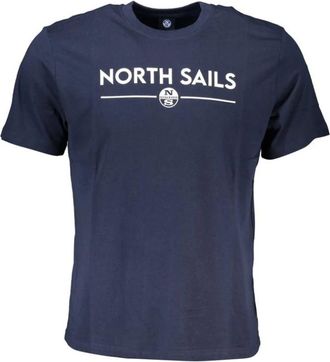 North Sails Blauw Katoen Print Logo T-Shirt - Heren - T-shirts - Blauw - S - Katoen - Tops