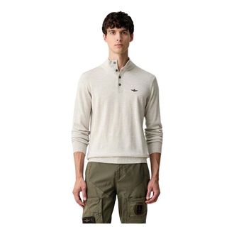 Aeronautica Truien & Vesten, Heren, Grijs, L, Wol, V-hals gebreide kleding