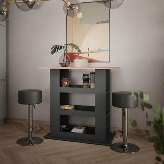 Vicco Set De Mesa De Bar Repose, Oro Power Roble/antracita, 110 X 65 Cm Con 2 Taburetes De Bar, Vicco