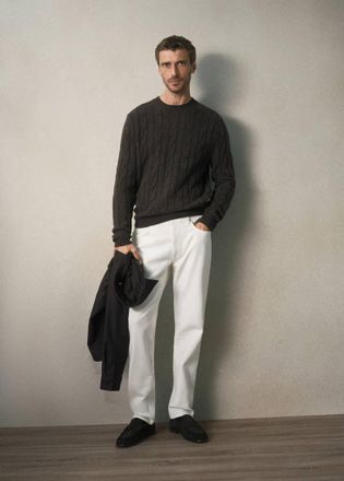 Mango Pullover lana maglia intrecciata cioccolato - Uomo - XXL - MANGO MAN