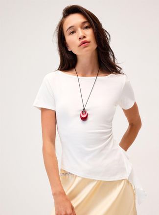 Twik Womens Wavy ruffle fitted asymmetrical T-shirt