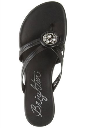 Brighton Aretha Black Leather Sandal