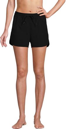 Lands End Woven Packable 3 Dolphin Hem Swim Cover-up Shorts in Black at Nordstrom, Size 24W