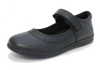 Roamer Girls Black Real Leather Instep Strap School Shoes Roamers Size 12