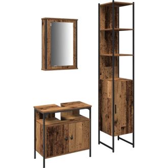 vidaXL Vidaxl - Juego De Muebles De Ba&ntilde;o 3 Pcs Madera Vieja 33 X 33 X 185.5 Cm