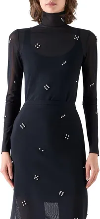Akris Diamond Dice Mesh Top in Black at Nordstrom, Size 10