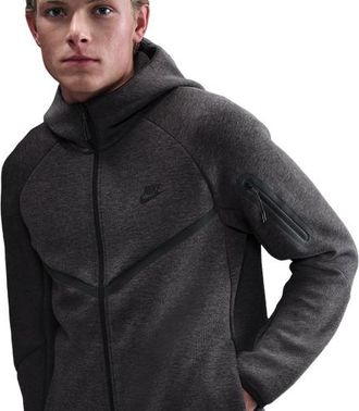 Nike Mens Tech Fleece Full-Zip Windrunner Hoodie - Black Heather/Black Size 3XL