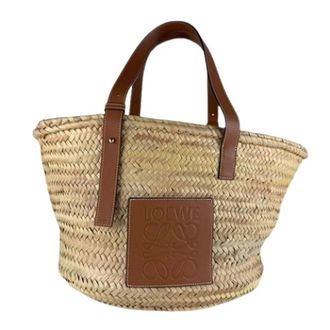 Loewe Pre-owned Raffia Tote Bag - Dames - Vintage Shopper - Beige - ONE Size - Leer - Vintage