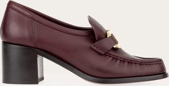 Ferragamo Donna Mocassino ornamento Gancini con tacco Marrone Taglia 35.5