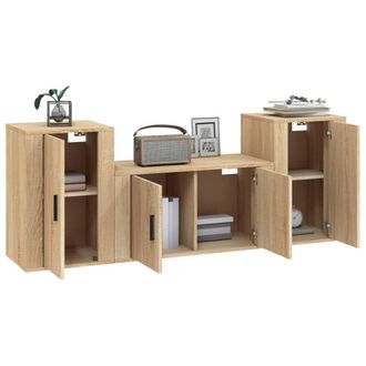 Berkfield Home Classic 3 Piece TV Cabinet Set Sonoma Oak Engineered Wood in Brown